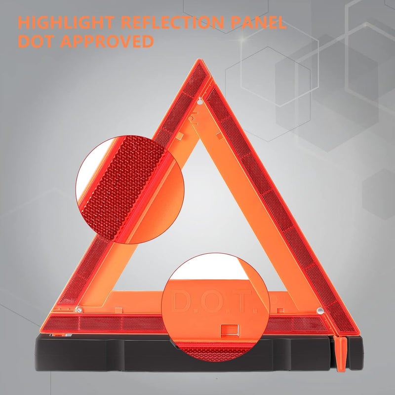 WORKKOOL Store Safety Triangles DOT Approved, Standard Warning Triangles Enmergency Reflector, Emergency Triangles for Vehicles with Carry Case(3 Pack,Without Sand) - Image 2